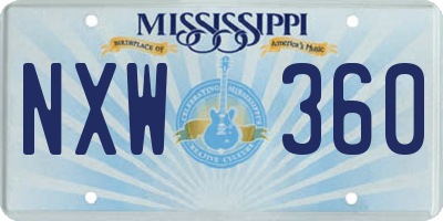 MS license plate NXW360