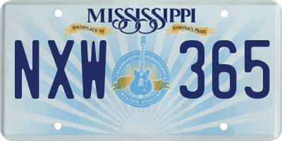 MS license plate NXW365