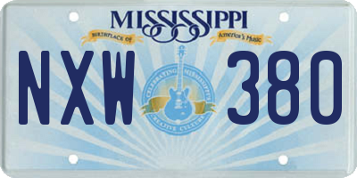 MS license plate NXW380
