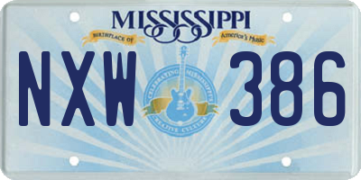 MS license plate NXW386