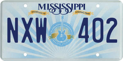 MS license plate NXW402