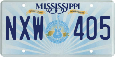 MS license plate NXW405