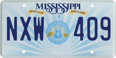 MS license plate NXW409