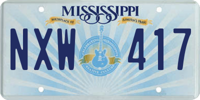 MS license plate NXW417