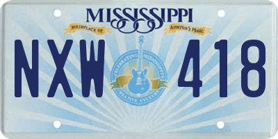 MS license plate NXW418