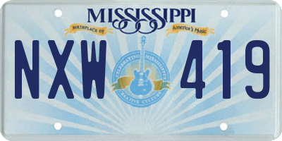 MS license plate NXW419