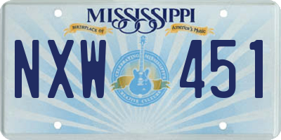 MS license plate NXW451