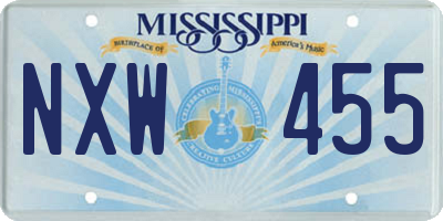 MS license plate NXW455
