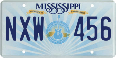MS license plate NXW456