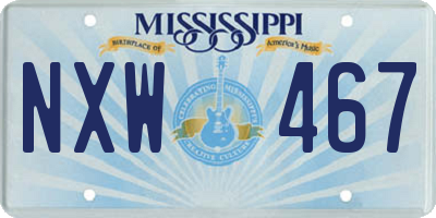 MS license plate NXW467