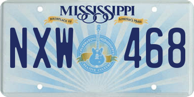 MS license plate NXW468