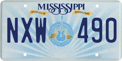 MS license plate NXW490
