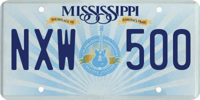 MS license plate NXW500
