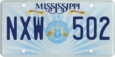 MS license plate NXW502