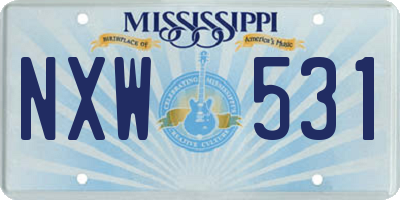 MS license plate NXW531