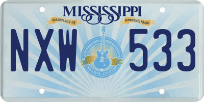 MS license plate NXW533