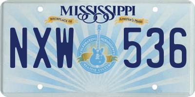 MS license plate NXW536