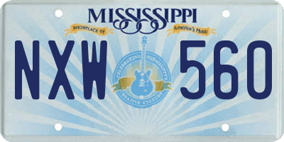 MS license plate NXW560