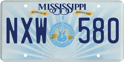 MS license plate NXW580
