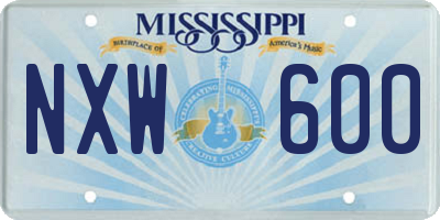 MS license plate NXW600