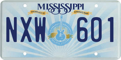 MS license plate NXW601