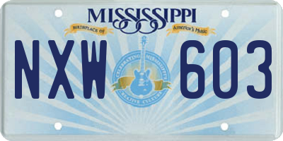 MS license plate NXW603