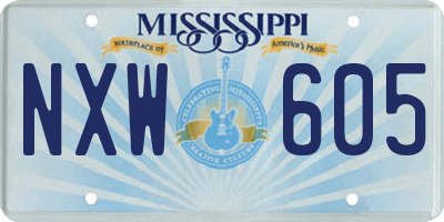 MS license plate NXW605