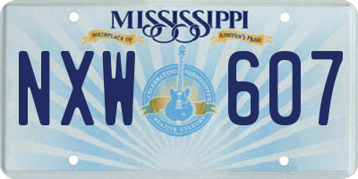 MS license plate NXW607