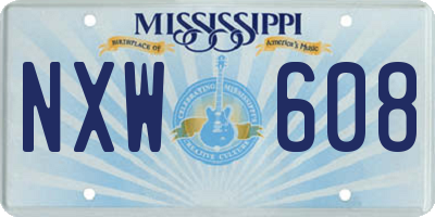 MS license plate NXW608