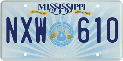 MS license plate NXW610