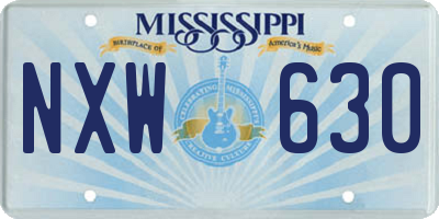 MS license plate NXW630