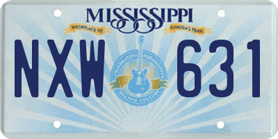MS license plate NXW631