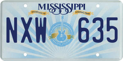 MS license plate NXW635