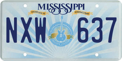 MS license plate NXW637