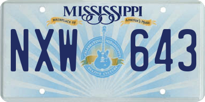 MS license plate NXW643