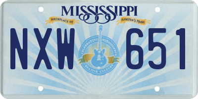 MS license plate NXW651