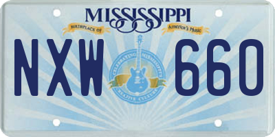 MS license plate NXW660
