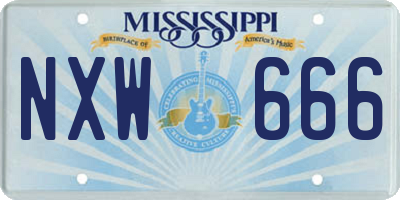 MS license plate NXW666
