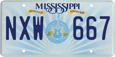 MS license plate NXW667