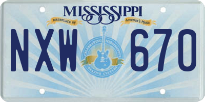 MS license plate NXW670