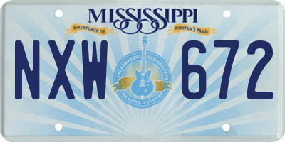 MS license plate NXW672