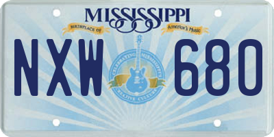 MS license plate NXW680