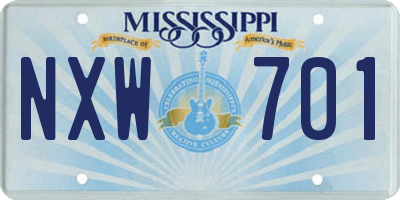 MS license plate NXW701
