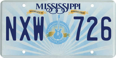 MS license plate NXW726