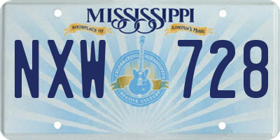 MS license plate NXW728