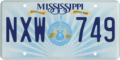 MS license plate NXW749