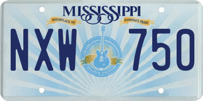 MS license plate NXW750
