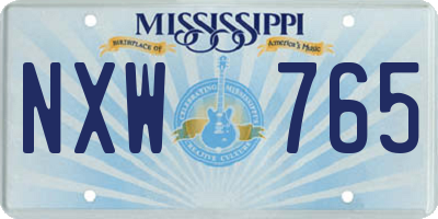 MS license plate NXW765