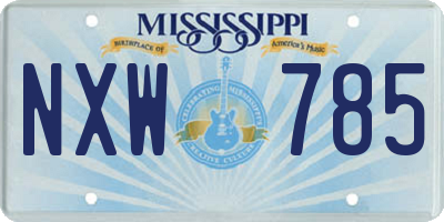 MS license plate NXW785