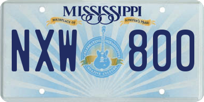 MS license plate NXW800